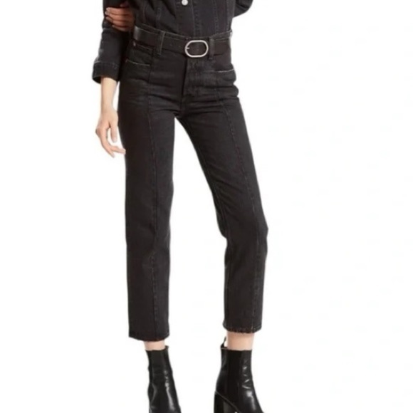 Levi's Denim - Levi's REVOLVE Altered Straight Leg Black Jeans Distressed Size 27